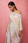 Vedika M_Multi Color Satin Abstract Printed One Shoulder Sequin Embellished Dress _at_Aza_Fashions