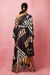 Shop_Vedika M_Multi Color Satin Embroidery One Shoulder Geometric Abstract Print Dress _at_Aza_Fashions