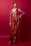 Buy_Vedika M_Multi Color Blouse Sequin Geometric Pallu Pre-stitched Saree With  _at_Aza_Fashions