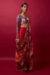 Buy_Vedika M_Multi Color Blouse Sequin Geometric Pallu Pre-stitched Saree With  _Online_at_Aza_Fashions