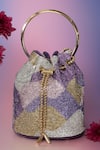 Buy_House of Bio_Purple Embellished Maahi Geometric Potli Bag_at_Aza_Fashions