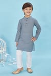 Buy_Maaikid_Blue Cotton Geometric Bloom Print Kurta With Pyjama _Online_at_Aza_Fashions