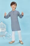 Buy_Maaikid_Blue Cotton Geometric Bloom Print Kurta With Pyjama 