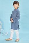 Shop_Maaikid_Blue Cotton Geometric Bloom Print Kurta With Pyjama 