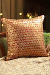 Buy_Amoliconcepts_Red 100% Polyester Patra Work Cushion Cover_at_Aza_Fashions