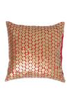 Shop_Amoliconcepts_Red 100% Polyester Patra Work Cushion Cover_at_Aza_Fashions