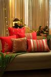 Amoliconcepts_Red 100% Polyester Patra Work Cushion Cover_Online_at_Aza_Fashions