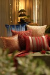 Buy_Amoliconcepts_Red 100% Polyester Patra Work Cushion Cover_Online_at_Aza_Fashions