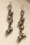 Shop_Mero Jewellery_Silver Plated Tribal Carved Dangler Earrings _at_Aza_Fashions