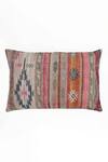 Shop_Gharghar_Multi Color Cotton Chenille Printed Kilim Rectangle Shape Cushion Cover_at_Aza_Fashions