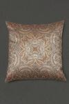 Buy_Ritu Kumar_Beige Mysore Silk Embroidered Saadh Cushion With Filler _at_Aza_Fashions