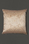 Shop_Ritu Kumar_Beige Mysore Silk Embroidered Saadh Cushion With Filler _at_Aza_Fashions