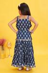 Shop_Maaikid_Blue Cotton Floral Bud Print Kurta With Sharara _at_Aza_Fashions