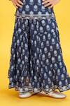 Maaikid_Blue Cotton Floral Bud Print Kurta With Sharara _Online_at_Aza_Fashions