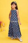 Buy_Maaikid_Blue Cotton Floral Bud Print Kurta With Sharara _Online_at_Aza_Fashions