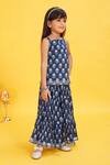 Shop_Maaikid_Blue Cotton Floral Bud Print Kurta With Sharara _Online_at_Aza_Fashions