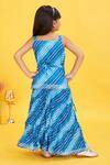 Shop_Maaikid_Blue Cotton Bandhani Print Kurta With Skirt _at_Aza_Fashions