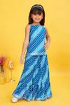 Shop_Maaikid_Blue Cotton Bandhani Print Kurta With Skirt _Online_at_Aza_Fashions