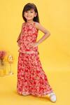 Buy_Maaikid_Red Cotton Floral Sparkle Print Tunic With Skirt _Online_at_Aza_Fashions