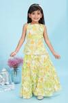 Maaikid_Green Cotton Floral Bloom Print Tunic With Skirt _Online_at_Aza_Fashions