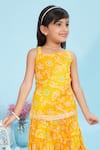 Maaikid_Yellow Cotton Bandhani Print Tunic With Skirt _at_Aza_Fashions