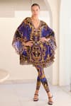 Buy_Zariaah_Blue Viscose, Silk, Spandex Crystals, Empress Print Kaftan With Leggings _at_Aza_Fashions