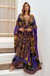 Buy Zariaah Blue Viscose, Silk Crystals Scoop Neck Empress Print Kaftan With Long Robe Online at Aza Fashions Buy_Zariaah_Blue Viscose, Silk Crystals Scoop Neck Empress Print Kaftan With Long Robe _Online_at_Aza_Fashions