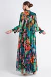 Shop_Zariaah_Multi Color Viscose Tropical Floral Print Skirt Set With Long Jacket  _at_Aza_Fashions