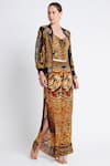 Buy_Zariaah_Black Viscose Silk Hand Cleopatra Print Palazzo Set With Bomber Jacket  _at_Aza_Fashions