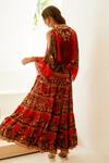 Shop_Zariaah_Red Viscose Silk Floral Printed Rouge Skirt  _at_Aza_Fashions