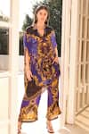 Buy_Zariaah_Blue Viscose Silk Abstract Printed Shirt Empress Kaftan With Palazzo  _at_Aza_Fashions