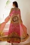 Shop_Zariaah_Pink Viscose Silk Floral Printed Cape Princess Leopard With Dress  _at_Aza_Fashions