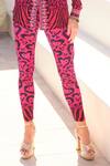 Zariaah_Pink Spandex, Viscose, Silk Collared Lost Hearts Printed Shirt With Leggings _Online_at_Aza_Fashions