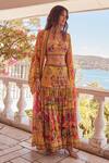 Buy_Zariaah_Yellow Viscose Silk Printed Summer Garden Open Cape  