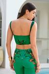 Shop_Zariaah_Green Viscose, Silk Crystals Sweetheart Neck Wild Leopard Print Bustier Top _at_Aza_Fashions