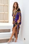 Buy_Zariaah_Blue Viscose, Silk Embroidery Round Neck Empress Long Kaftan _Online_at_Aza_Fashions