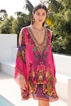 Buy_Zariaah_Purple Viscose Silk Crystal Embellished Sapphire Printed Kaftan Dress  _Online_at_Aza_Fashions