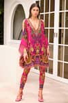 Shop_Zariaah_Purple Viscose Silk Crystal Embellished Sapphire Printed Kaftan Dress  _Online_at_Aza_Fashions