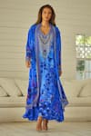 Buy_Zariaah_Blue Viscose Silk Forest Print Open Long Jacket  _at_Aza_Fashions