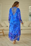 Shop_Zariaah_Blue Viscose Silk Forest Print Open Long Jacket  _at_Aza_Fashions