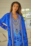 Buy_Zariaah_Blue Viscose Silk Forest Print Open Long Jacket  _Online_at_Aza_Fashions