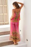 Shop_Zariaah_Pink Viscose Silk Cougar Florence Print Palazzo Pant  _at_Aza_Fashions