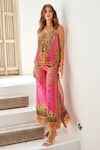 Zariaah_Pink Viscose Silk Cougar Florence Print Palazzo Pant  _at_Aza_Fashions