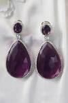 Shop_Studio6 Jewels_Purple Crystals, Zari Zirconia Embellished Earrings _at_Aza_Fashions
