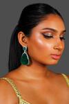 Buy_Studio6 Jewels_Green Crystals, Zari Studded Earrings _at_Aza_Fashions