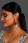 Buy_Studio6 Jewels_Green Crystals, Zari Zirconia Studded Earrings _at_Aza_Fashions