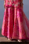 Archana Shah_Pink Bemberg Silk Embroidered Sequin V Mallow Floral Print Kurta Sharara Set _Online_at_Aza_Fashions