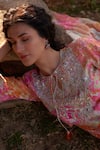 Archana Shah_Multi Color Bemberg Silk Daisy Zardosi And Mirror Kurta Sharara Set _Online_at_Aza_Fashions