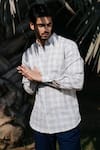 Artless_Grey Recycled Cotton Printed Checkered Me Out Shirt _at_Aza_Fashions