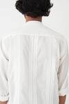 Buy_Three_White Muslin Solid Band Collar Shirt _Online_at_Aza_Fashions